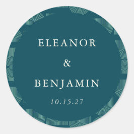 レトロシックエレガントアーチティール（緑がかった色）ブルーカスタムウェディング ラウンドシール