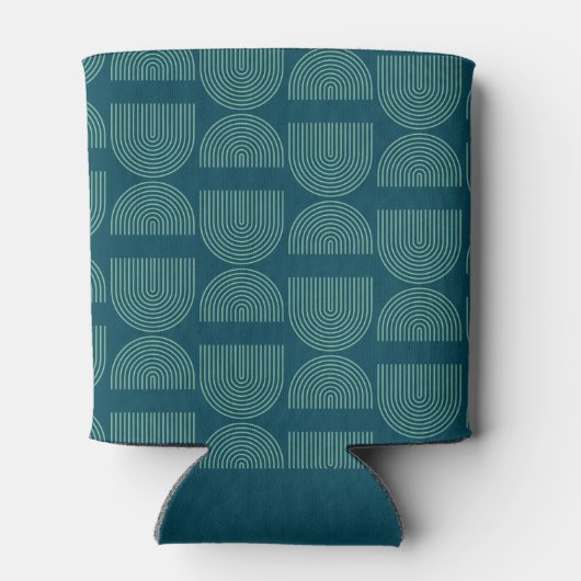 レトロシックエレガントアーチティール(緑がかった色)ブルーカスタムウェディング 缶クーラー (裏面)