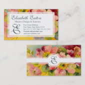 レトロシックエレガントピンクヴィンテージフローラプリムローズ 名刺 (正面/裏面)