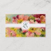 レトロシックエレガントピンクヴィンテージフローラプリムローズ 名刺 (裏面)