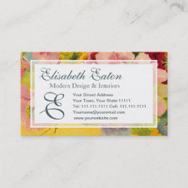 レトロシックエレガントピンクヴィンテージフローラプリムローズ 名刺