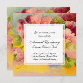 レトロシックエレガントピンクヴィンテージフローラプリムローズ 招待状 (正面/裏面)