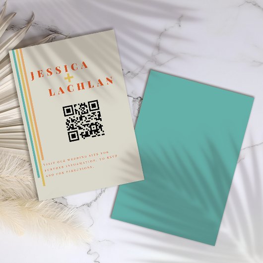 レトロシックカラフルデザインストライプと結婚の エンクロージャーカード