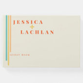 レトロシックカラフルデザインストライプと結婚の ゲストブック (正面)