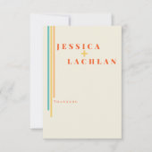 レトロシックカラフルデザインストライプと結婚の サンキューカード (正面)