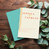 レトロシックカラフルデザインストライプと結婚の セーブザデート