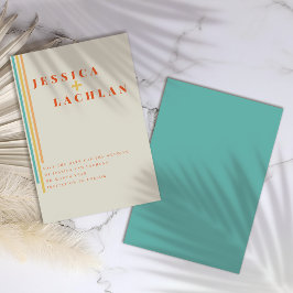 レトロシックカラフルデザインストライプと結婚の セーブザデート