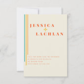 レトロシックカラフルデザインストライプと結婚の セーブザデート (正面)