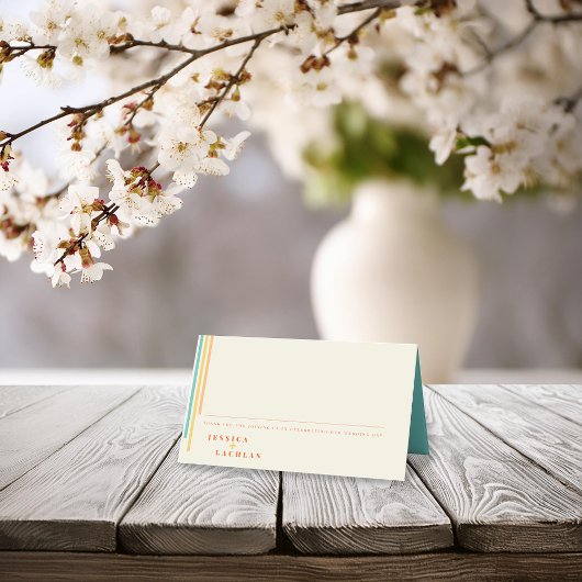 レトロシックカラフルデザインストライプと結婚の プレイスカード