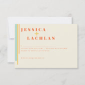 レトロシックカラフルデザインストライプと結婚の 出欠カード (正面)