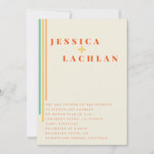 レトロシックカラフルデザインストライプと結婚の 招待状 (正面)