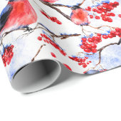 レトロシッククリスマスブルフィンチバーズホリデーギフト ラッピングペーパー (ロールコーナー)