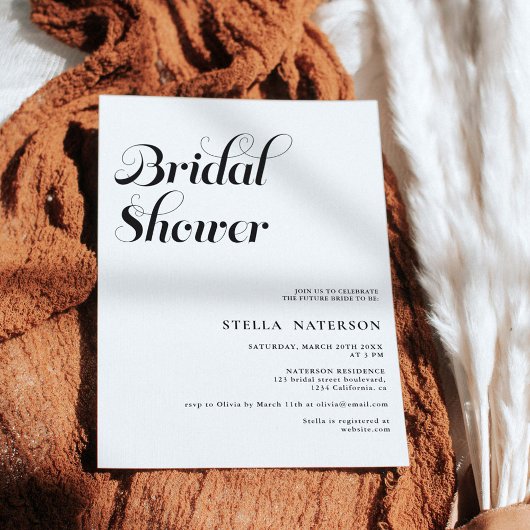 レトロシックシンプル白黒ブライダルシャワー 招待状