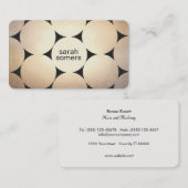 レトロシックスタイリッシュ金ゴールドサークル模様ブラックルクス 名刺 (正面/裏面)