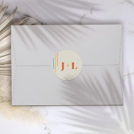 レトロシックデザインとカラフルストライプ ラウンドシール