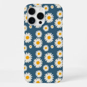 レトロシックネイビーブルーフローラルパターお洒落ン iPhoneケース (裏面)