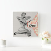 レトロシックピンナップガール スクエア壁時計 (ホーム)