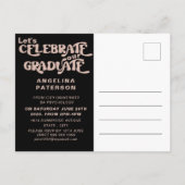 レトロシックフォトブラック&ピンク大学院パーティー インビテーションポストカード (裏面)