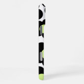 レトロシックブラック&ネオングリーンフローラルパターン iPhoneケース (右側面)