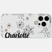 レトロシックブラック&ホワイトフローラルパターお洒落ン Case-Mate iPhoneケース (裏面 (横))
