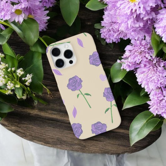 レトロシックベージュ&ピンクフローラルパターお洒落ン iPhoneケース