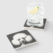 レトロシックポップ・アートのアートプードル ストーンコースター (横)