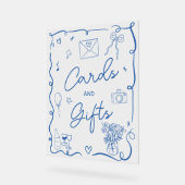 レトロシック図解入りの、写真付きのブルーブライダルシャワー アクリルサイン (傾斜)