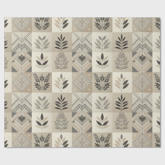 レトロシック幾何エレガント部族模様 ラッピングペーパー (フラット)