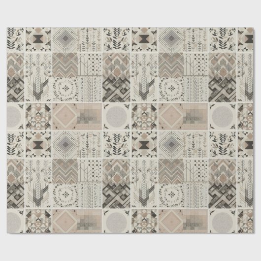 レトロシック幾何エレガント部族模様 ラッピングペーパー (フラット)