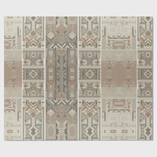 レトロシック幾何エレガント部族模様 ラッピングペーパー (フラット)