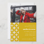 レトロシック幾何学黄色卒業パーティー写真 招待状 (正面)