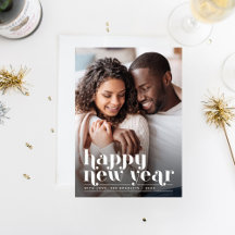 レトロシック新年ホリデーフォトカード