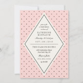 レトロシック水玉模様ダイヤモンドブライダルシャワー招待状 招待状 (正面)