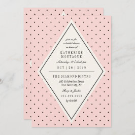 レトロシック水玉模様ダイヤモンドブライダルシャワー招待状 招待状