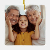 レトロシック70sピンクと金ゴールドフローラファミリーフォト セラミックオーナメント (正面)