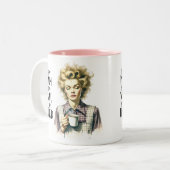 レトロシック:ヴィンテージおもしろい引用文50s女性ユーモア ツートーンマグカップ (正面左)