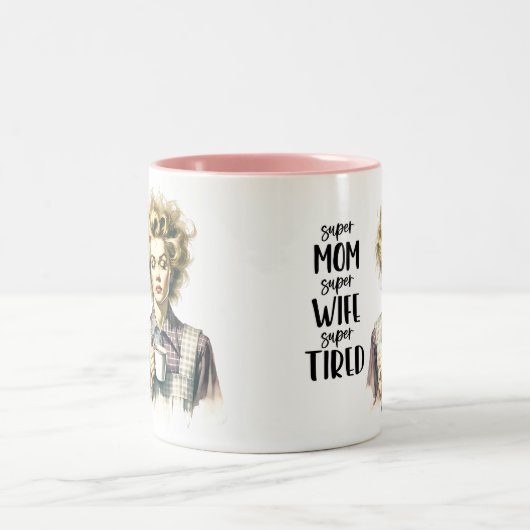 レトロシック：ヴィンテージおもしろい引用文50s女性ユーモア ツートーンマグカップ (中央)