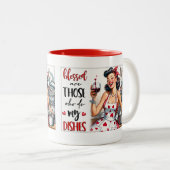 レトロシック：ヴィンテージアポップ・アートのートおもしろいユーモア引用文 ツートーンマグカップ (正面右)