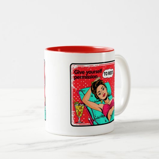 レトロシック：ヴィンテージアポップ・アートのート感動的引用文 ツートーンマグカップ (正面右)