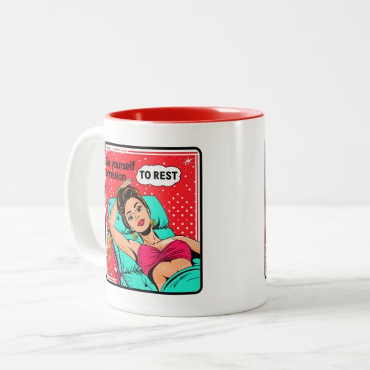 レトロシック:ヴィンテージアポップ・アートのート感動的引用文 ツートーンマグカップ (正面左)