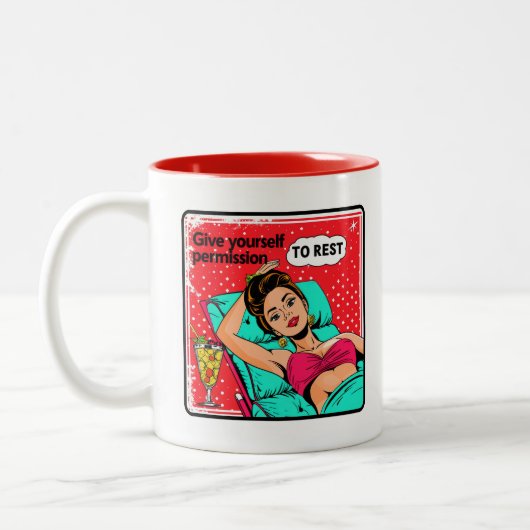 レトロシック：ヴィンテージアポップ・アートのート感動的引用文 ツートーンマグカップ (左)