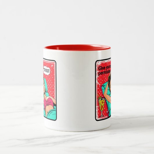 レトロシック:ヴィンテージアポップ・アートのート感動的引用文 ツートーンマグカップ (中央)