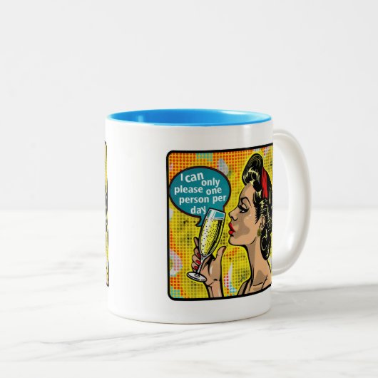 レトロシック：ヴィンテージアポップ・アートのート感動的引用文 ツートーンマグカップ (正面右)