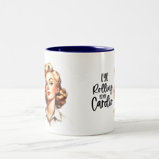 レトロシック：ヴィンテージ皮肉50s女おもしろい ツートーンマグカップ (中央)