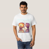 レトロシティスカイラインサングラスデザイン Tシャツ (正面フル)