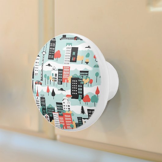 レトロシティスケープAquaブラックレッド セラミックノブ