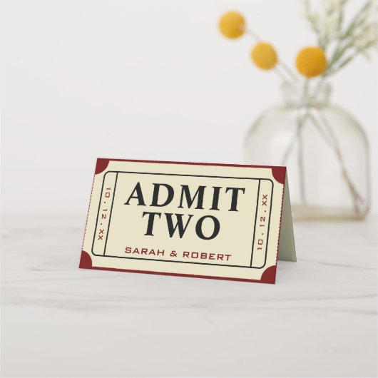 レトロシネマシアターが二つのチケットを認結婚める プレイスカード (裏面)