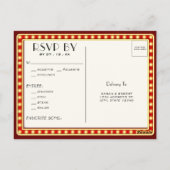 レトロシネマシアターマーキーサインレッドウェディングRSVP ポストカード (裏面)