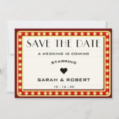 レトロシネマシアターマーキーサインレッド結婚 セーブザデート (正面)