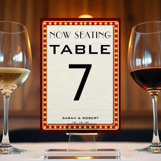 レトロシネマシアターマーキーサインレッド結婚 テーブルナンバー